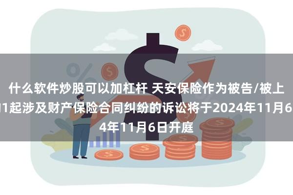 什么软件炒股可以加杠杆 天安保险作为被告/被上诉人的1起涉及财产保险合同纠纷的诉讼将于2024年11月6日开庭