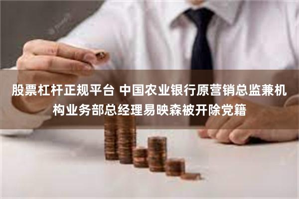 股票杠杆正规平台 中国农业银行原营销总监兼机构业务部总经理易映森被开除党籍